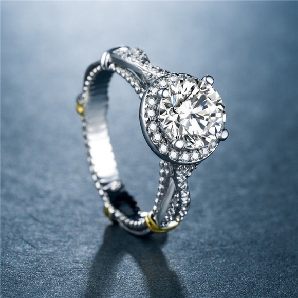 . Jewelry - 925 Silver Round Cut White Sapphire Ring New